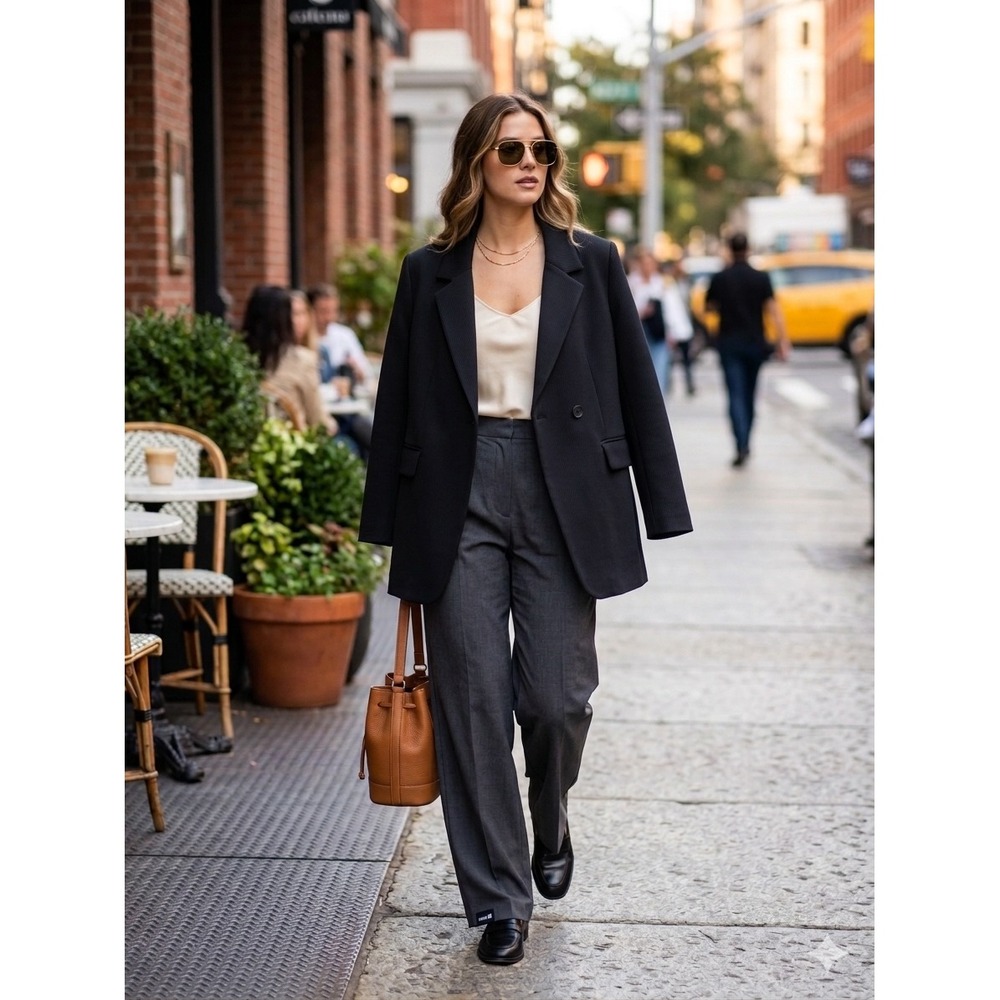 Mono B Oversized Double Breasted Boyfriend Black Blazer Large NWT
